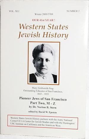 Seller image for Western States Jewish History, Vol. XLI, No. 2, Winter 2009/5769 for sale by Generations Press