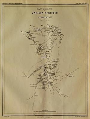 1863 Map : Sketch of the Zab-Ala Area in Kurdistan by W. Strecker