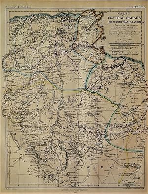 1863 Map of the Central Sahara of Northern Tuareg Country, to Overview the Research of Henry Duve...