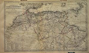 1866 Overview Map of the Travels of Gerhard Rohlfs in Morocco, Tuat, Tripoli, Fessen, etc., 1861-...