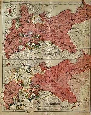 Image du vendeur pour 1866 Maps of the North German Confederation in September 1866, and of North Germany 50 Years Previously. mis en vente par Independent Books