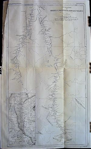 1866 Map of the Upper San Francisco River and the Upper Old River (Brazil). Inset Map Comparing t...