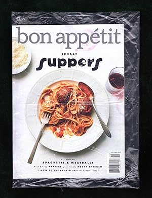 Bild des Verkufers fr Bon Apptit - October, 2017. In Original Shipping Bag. "Sunday Suppers" Issue. Ultimate Spaghetti & Meatballs; Braises; Roast Chicken; How to Entertain Without Entertaining zum Verkauf von Singularity Rare & Fine