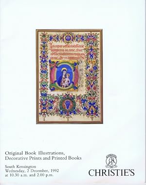 Seller image for ORIGINAL BOOK ILLUSTRATIONS, DECORATIVE PRINTS AND PRINTED BOOKS (2 December 1992, South Kensington) for sale by Round Table Books, LLC