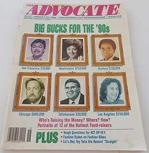 Seller image for The Advocate (Issue No. 558, August 28, 1990): The National Gay Newsmagazine Magazine (Cover Story: Big Bucks For The '90s) for sale by Bloomsbury Books