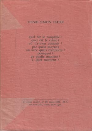 Bild des Verkufers fr Quel est le coupable ? quel est le crime ? par quel moyens ou avec quels complices zum Verkauf von librairie philippe arnaiz