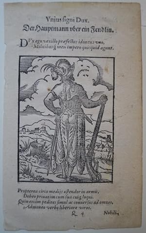 Vnius figni Dux. Der Hauptmann über ein Fendlin. Original Holzschnitt von Jost Amman 1568. Erste ...