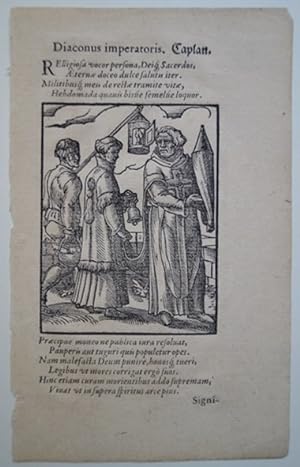 Diaconus imperatoris. Caplan. Original Holzschnitt von Jost Amman 1568. Erste lateinische Ausgabe...