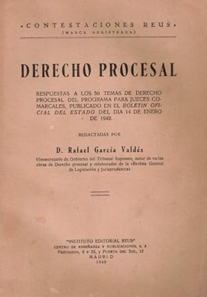 Bild des Verkufers fr Derecho Procesal (Respuesta a los 50 temas de derecho procesal del programa para jueces comarcales) zum Verkauf von Librera Vobiscum