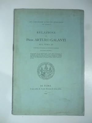 Bild des Verkufers fr Relazione sul tema III comunicato dalla R. Societa' romana di Storia patria: Riconosciuto che la paletnologia e' parte dell'archeologia. zum Verkauf von Coenobium Libreria antiquaria