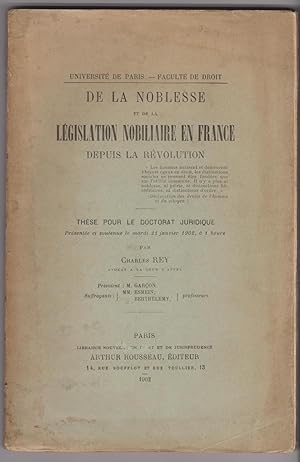 De la noblesse et de la législation nobiliaire en France depuis la Révolution