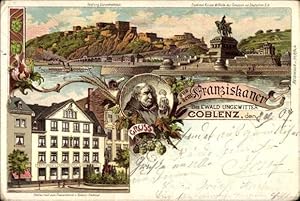 Bild des Verkufers fr Litho Koblenz in Rheinland Pfalz, Gru aus dem Franziskaner, Bes. Ewald Ungewitter zum Verkauf von akpool GmbH