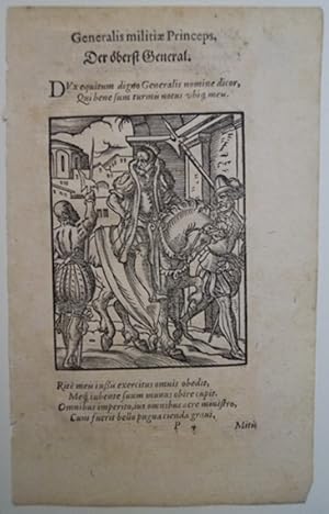 Generalis militiae. Der oberst General. Original Holzschnitt von Jost Amman 1568. Erste lateinisc...