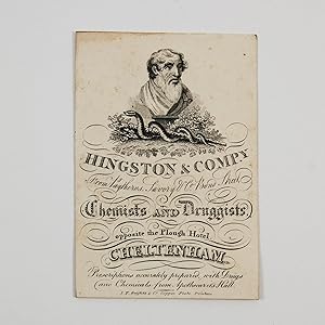 Trade card of Hingston & Company, Chemists and Druggists opposite the Plough Hotel Cheltenham.