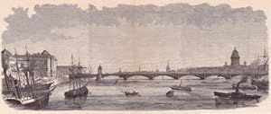 Nicolaibryggan i Petersburg, öfver Nevafloden. Holzstich nach einer Zeichnung von R.Haglund aus d...