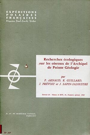 Seller image for Recherches cologiques sur les oiseaux de l'Archipel de Pointe Gologie for sale by Sylvain Par