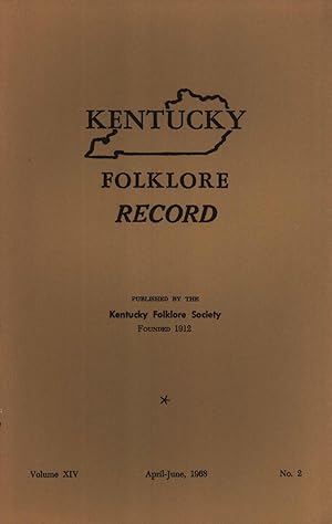 Bild des Verkufers fr Kentucky Folklore Record, Volume 14, No. 2 zum Verkauf von Masalai Press