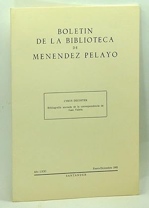 Image du vendeur pour Bibliografa anotada de la correspondencia de Juan Valera. [Offprint single article from Boletin de la Biblioteca de Menendez Pelayo, Ao LXXI (Enero-Diciembre 1995)] mis en vente par Cat's Cradle Books