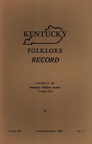 Bild des Verkufers fr Kentucky Folklore Record, Volume 14, No. 4 zum Verkauf von Masalai Press