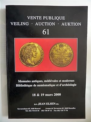 VENTE PUBLIQUE VEILING - AUCTION - AUKTION 61 Monnaies antiques, medievales et modernes. Bibliote...