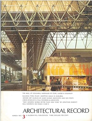 Architectural Record, n. 3, March 1972. Building Types study: Shopping malls in suburbia