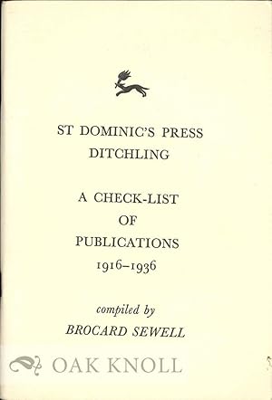 Seller image for CHECK-LIST OF BOOKS, PAMPHLETS, BROADSHEETS, CATALOGUES, POSTERS, ETC. PRINTED BY H.D.C. PEPLER AT SAINT DOMINIC'S PRESS, DITCHLING, SUSSEX, BETWEEN THE YEARS A.1916 AND 1936 D. for sale by Oak Knoll Books, ABAA, ILAB