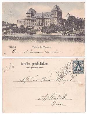 Torino Castello del Valentino cartolina d'epoca Piemonte francobollo cent 5 1904