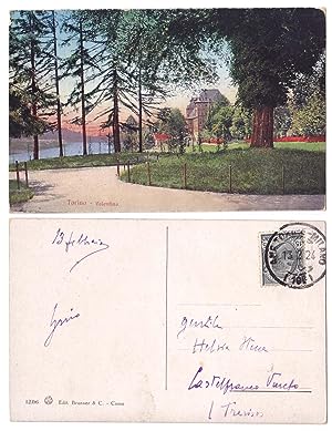 Torino Valentino cartolina d'epoca Piemonte francobollo 1924 colori