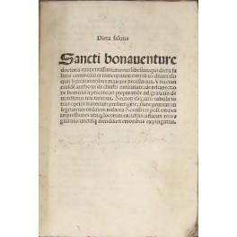 Bild des Verkufers fr Dieta salutis Sancti bonauenture doctoris eminentissimi: aureus libellus: qui dieta salutis communiter nuncupatur: omnibus diuini eloquii buccinatoribus maxime necessarius. Vna cum eiusdem authoris de Christi natiuitate, de resurrectione hominis a peccato, et preparatione ad gratiam deuotissimis tractatibus. Necnon eleganti tabula totius operis materiam perstringente, nunc primum in legitimum ordinem redacta. Nouissime post omnes impressiones ubique locorum excussas, astatim recognitus, cunctisque mendis, et erroribus expurgatus zum Verkauf von Libreria Antiquaria Giulio Cesare di Daniele Corradi