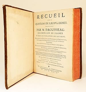 Seller image for Recueil des questions de jurisprudence, proposes par M. D'Aguesseau, for sale by Librairie La Jument Verte