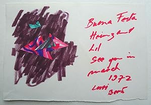 An original collage on card by Lorri, inscribed to Henry Roland, founder and partner in the noted...