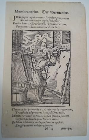 Membranarius. Der Bermenter. Original Holzschnitt von Jost Amman 1568. Erste lateinische Ausgabe ...