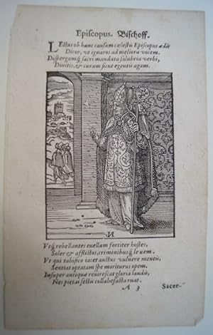Epifcopus. Bischoff. Original Holzschnitt von Jost Amman 1568. Erste lateinische Ausgabe des Amma...