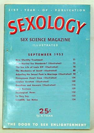 Seller image for Sexology: Sex Science Magazine. An Authoritative Guide to Sex Education. Volume 20, No. 2 (September 1953) for sale by Cat's Cradle Books