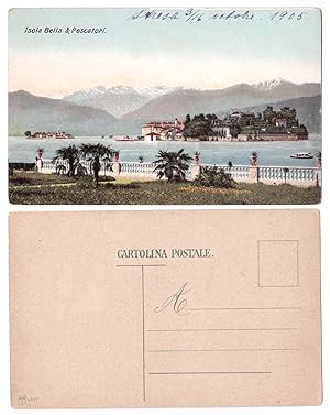 Isola Bella e Pescatori cartolina 1905 Verbano Cusio Ossola Lago Maggiore