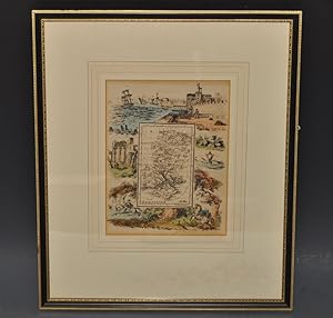 Bild des Verkufers fr Hampshire. Original Antique Hand Coloured Engraved Map of Hampshire. With decorative surrounding illustrations. zum Verkauf von PROCTOR / THE ANTIQUE MAP & BOOKSHOP