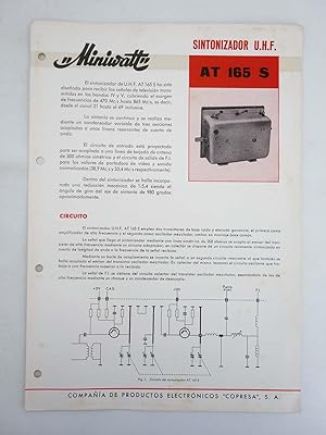 MINIWATT. SINTONIZADOR UHF AT 165 S. DIPTICO. 4 PÁGS (No Acreditado) Copresa, 1950