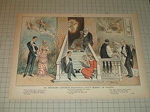 Seller image for 1883 Puck Lithograph of "To Prevent Divorce Scandals-Don't Marry in Haste" W/Poem for sale by rareviewbooks