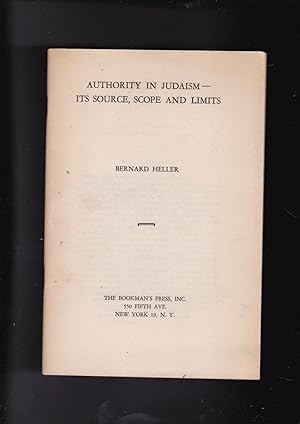 Seller image for AUTHORITY IN JUDAISM: ITS SOURCE, SCOPE AND LIMITS for sale by Meir Turner