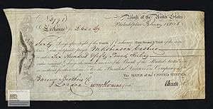 Immagine del venditore per Bank of the United States. Bill of Exchange for 650 Pounds Sterling to Baring Brothers in London, Philadelphia 1828, signed by Nicholas Biddle venduto da historicArt Antiquariat & Kunsthandlung