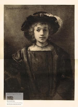 Titus van Rijn. Halbfigur von Rembrandts Sohn mit Hut en face. Photogravure eines Gemäldes von Re...