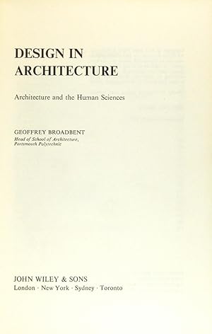 Design in Architecture: Architecture and the Human Sciences