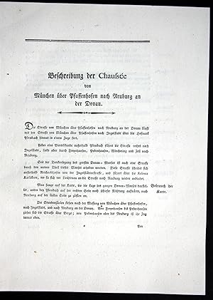 Bild des Verkufers fr Beschreibung der Chaussee von Mnchen ber Pfaffenhofen nach Neuburg an der Donau" - Beschreibung Textbltter Karte Mnchen Pfaffenhofen Neuburg an der Donau Atlas Bayern zum Verkauf von Antiquariat Steffen Vlkel GmbH
