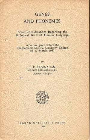 Seller image for Genes and Phonemes: Some Considerations Regarding the Biological Basis of Human Language for sale by Kenneth Mallory Bookseller ABAA