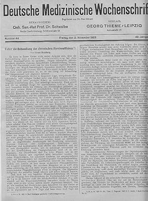 Bild des Verkufers fr Welche Lehre kann die Psychiatrie aus dem Studium der Encephalitis lethargica ziehen? IN: Deutsche medicinische Wochenschrift, Nr. 44 , S.1385-86, 1923. zum Verkauf von Antiquariat Michael Eschmann