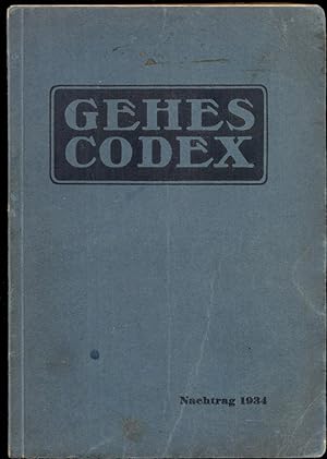 Nachtrag I zur 6. Auflage von Gehes Codex der pharmazeutischen und organotherapeutischen Spezialp...