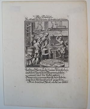 Der Sporer. Kupferstich aus Christoph Weigels Ständebuch von 1711. Mit gestochenem Titel und 6-ze...