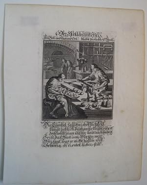 Der Wollenmacher. Kupferstich aus Christoph Weigels Ständebuch von 1711. Mit gestochenem Titel un...