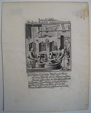Zeinhammer. Kupferstich aus Christoph Weigels Ständebuch von 1711. Mit gestochenem Titel und 6-ze...