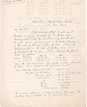 Handschriftlich verfasster zweiseitiger Brief an den Astronomen Heinrich Louis d'Arrest, datiert ...